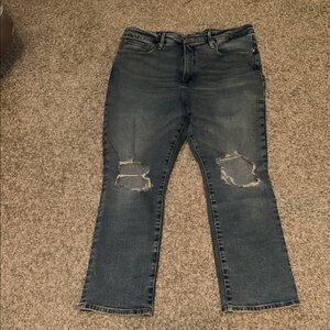Good American Dark Blue Distressed Straight Leg Jeans sz 15